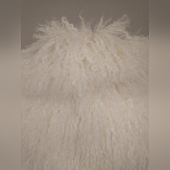 White Mongolian Curly Lamb Fur Coat Reversible to Patchwork Jacket Fun Sexy Real - Picture 8 of 16